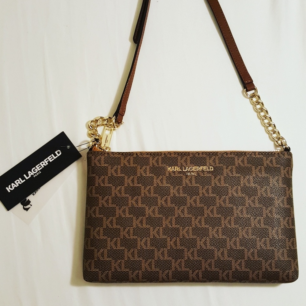 Karl Lagerfeld Paris Monogram Zip Crossbody Bag